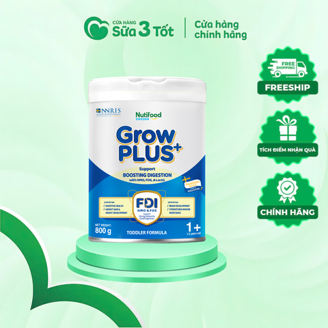 Sữa Bột Nutifood Grow Plus Xanh - Tiêu Hóa Khỏe 1+ - Lon 800g