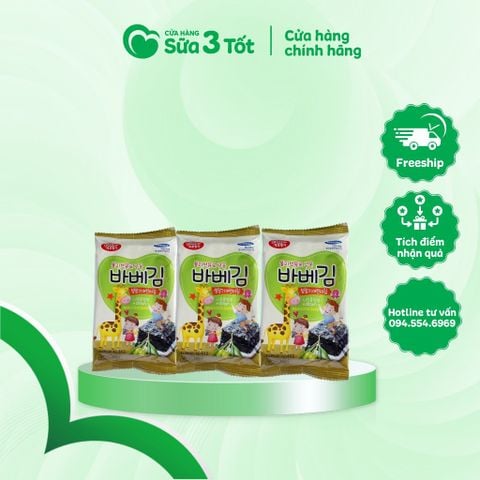 Rong Biển Lá Kim Ăn Liền Olive Baby Kim Mana Food - Hàn Quốc - Lốc 3 Gói