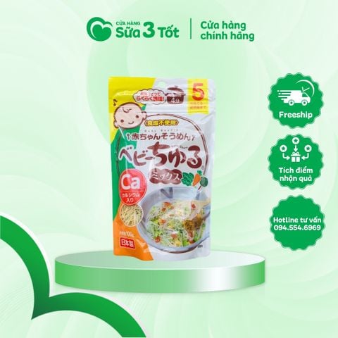 Mì Somen Meiwa Vị Rau Bina Cà Rốt Bí Đỏ Nhật Bản Bổ Sung Canxi (Trẻ 5M+) - Gói 100g
