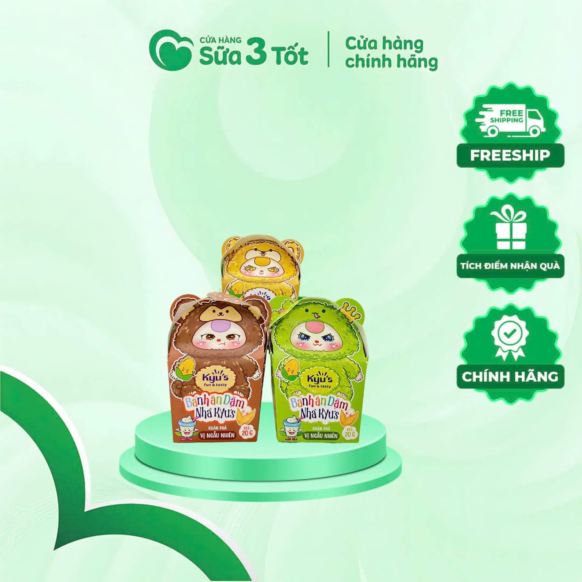 Bánh Ăn Dặm Baby Three Kyu's Vị Ngẫu Nhiên - Hộp 20G