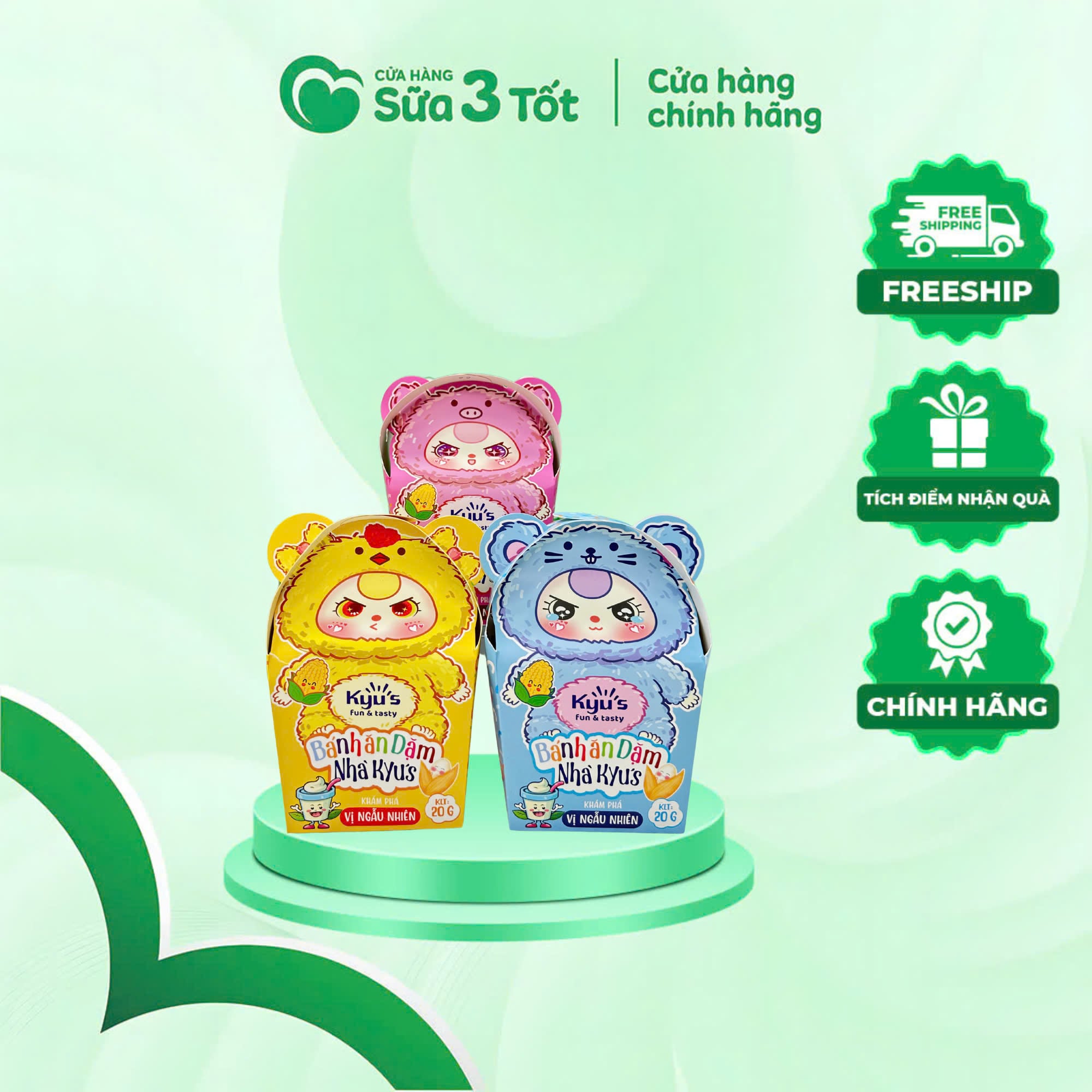 Bánh Ăn Dặm Baby Three Kyu's Vị Ngẫu Nhiên - Hộp 20G