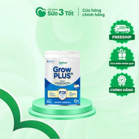 Sữa Bột Nutifood Grow Plus Xanh - Tiêu Hóa Khỏe 0+ - Lon 800G