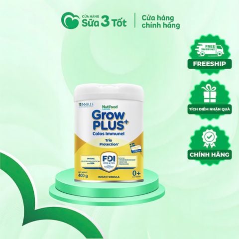 Sữa Bột Nutifood Grow Plus+ Colos Immunel Thụy Điển 0+ - Lon 400g