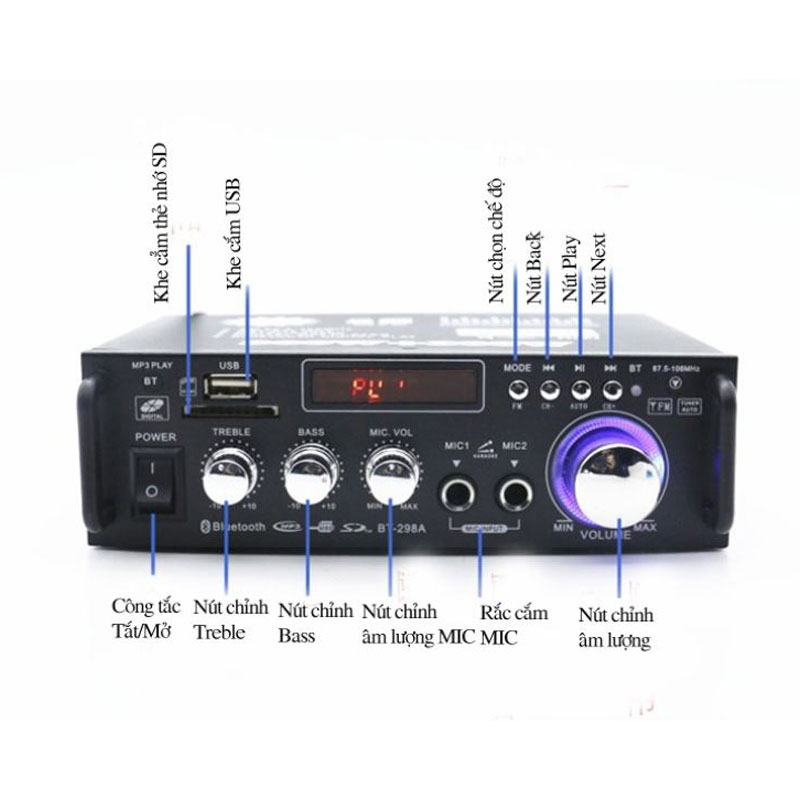 Amply Bluetooth Mini 12v Công Suất Khủng