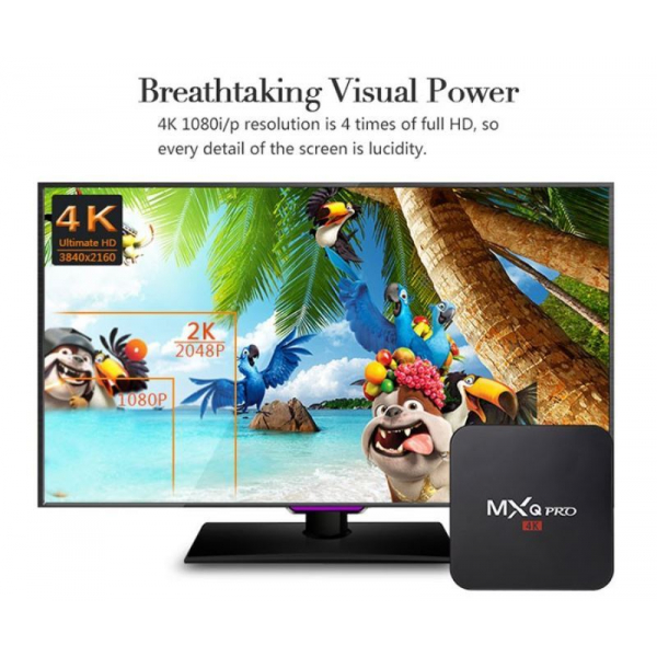 Androi TV box MXQ Pro 4K Ram 2G+16G Chipset xịn S905W Tích hợp FPT Play
