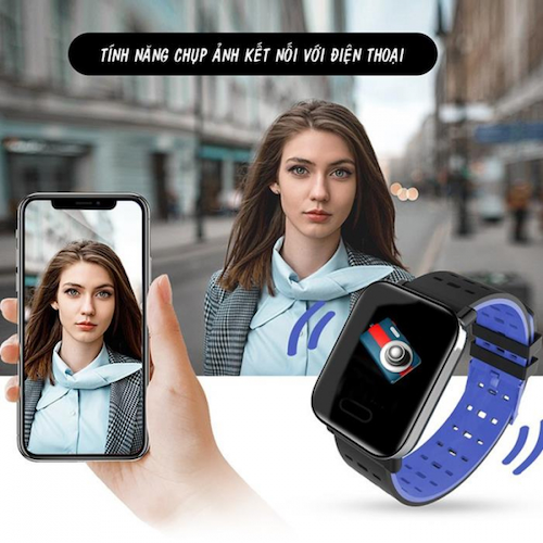 Tính năng chụp ảnh kết nối điện thoại là đặc điểm nổi bật của Smart Watch A6