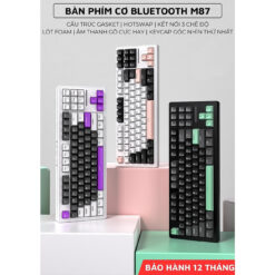 Bàn Phím Cơ Bluetooth M87 Cho Game Thủ Có Hotswap, White Switch, LED RGB, Keycap Cao Cấp, Đa Kết Nối