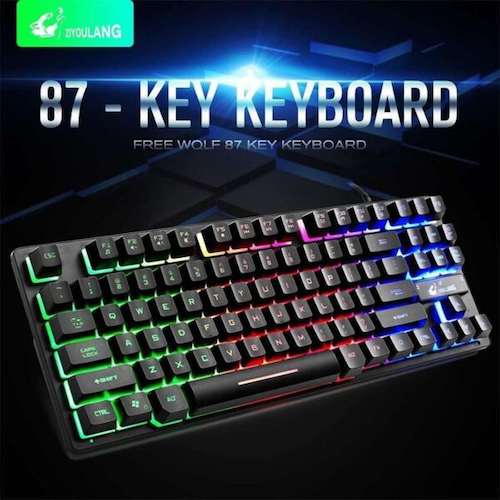 Bàn phím giả cơ gaming Ziyou lang K16 Có Led, 87 phím