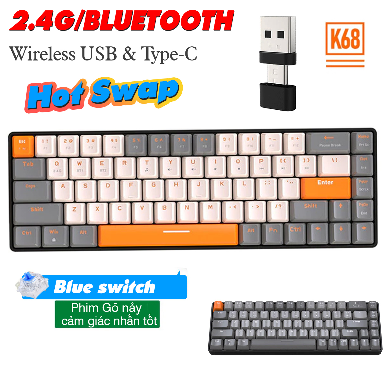 Ban phim K68 Red Swich 15