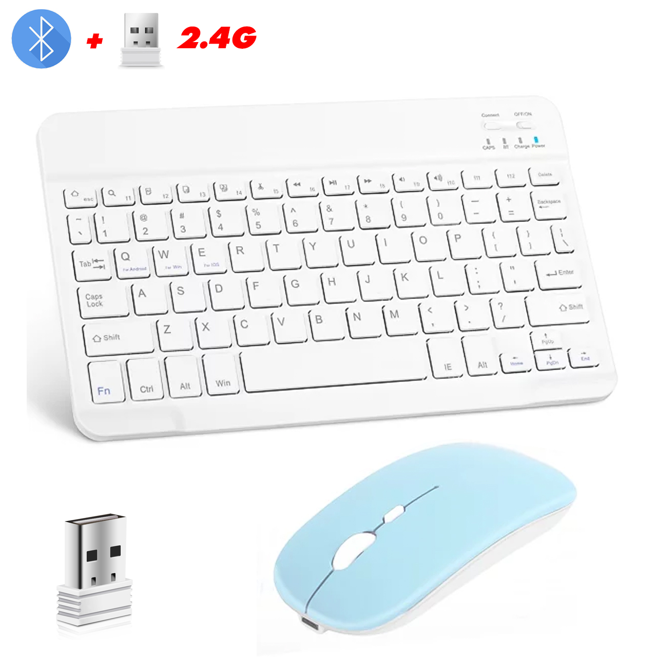 Combo Bộ Bàn Phím Chuột Không Dây Mini Cho Điện Thoại, Máy Tính Bảng 17 bo ban phim chuot khong day mini 11