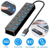 Bộ Hub Chia 7 Cổng USB 3.0 5Gbps Có Đèn LED Cho Laptop PC 