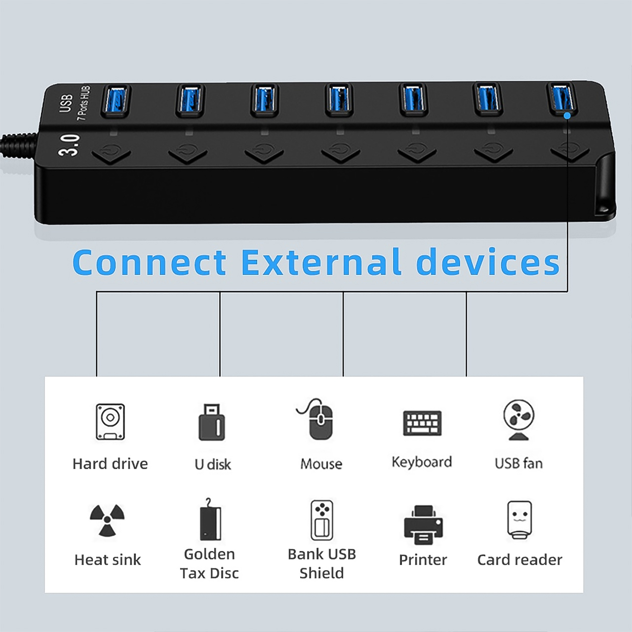 bo chia USB 3.0 HUB 7 in 1 cho Laptop PC 5