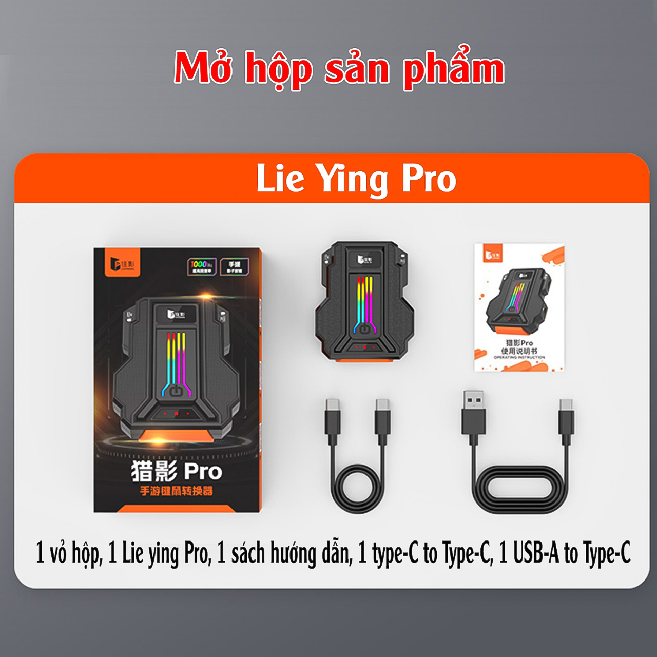 Bộ Chuyển Đổi Chơi Game Vinetteam Lie Ying Pro Nhận Dạng Ghìm Tâm Thông Minh Dành Cho Android 