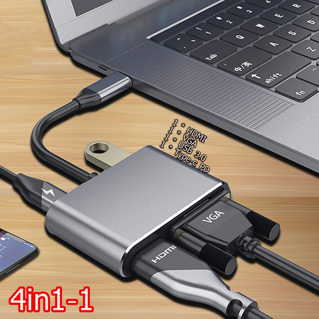 Cáp Chuyển USB Type-c Thông Minh Với 4 Cổng HDMI/ VGA/ USB Và Sạc Hỗ Trợ Chế Độ Dex 13 Cáp Chuyển USB Type-c Thông Minh Với 4 Cổng HDMI/ VGA/ USB Và Sạc Hỗ Trợ Chế Độ Dex