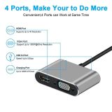  Cáp Chuyển USB Type-c Thông Minh Với 4 Cổng HDMI/ VGA/ USB Và Sạc Hỗ Trợ Chế Độ Dex 