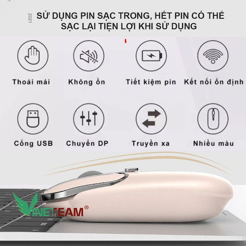CHUỘT KHÔNG DÂY CÓ SẠC NỔI BẬT TẠI VINET 6 Chuột không dây có sạc X1S tại Vinet Shop
