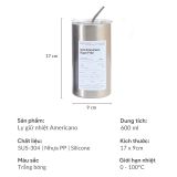  Cốc Giữ Nhiệt Iced Americano 600ml Inox 304 Có Ống Hút, Giữ Nhiệt Tốt Và Thời Trang 