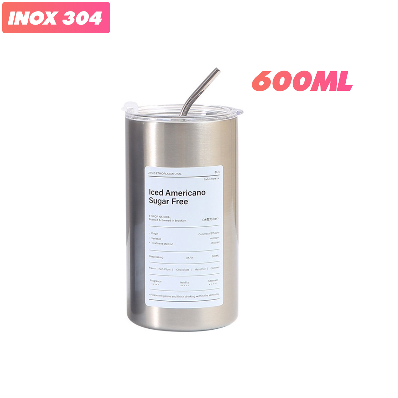 Cốc Giữ Nhiệt Iced Americano 600ml Inox 304 Có Ống Hút, Giữ Nhiệt Tốt Và Thời Trang 15 Cốc Giữ Nhiệt Iced Americano 600ml Inox 304 Có Ống Hút, Giữ Nhiệt Tốt Và Thời Trang