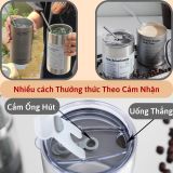  Cốc Giữ Nhiệt Iced Americano 600ml Inox 304 Có Ống Hút, Giữ Nhiệt Tốt Và Thời Trang 
