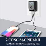  Củ Sạc Nhanh PD 18W 5V 2.4A Có Chế Độ Ngắt Nguồn Khi Đầy Pin Và 2 Cổng USB Sạc Nhanh Màn Hình Led 