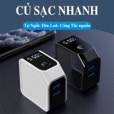  Củ Sạc Nhanh PD 18W 5V 2.4A Có Chế Độ Ngắt Nguồn Khi Đầy Pin Và 2 Cổng USB Sạc Nhanh Màn Hình Led 