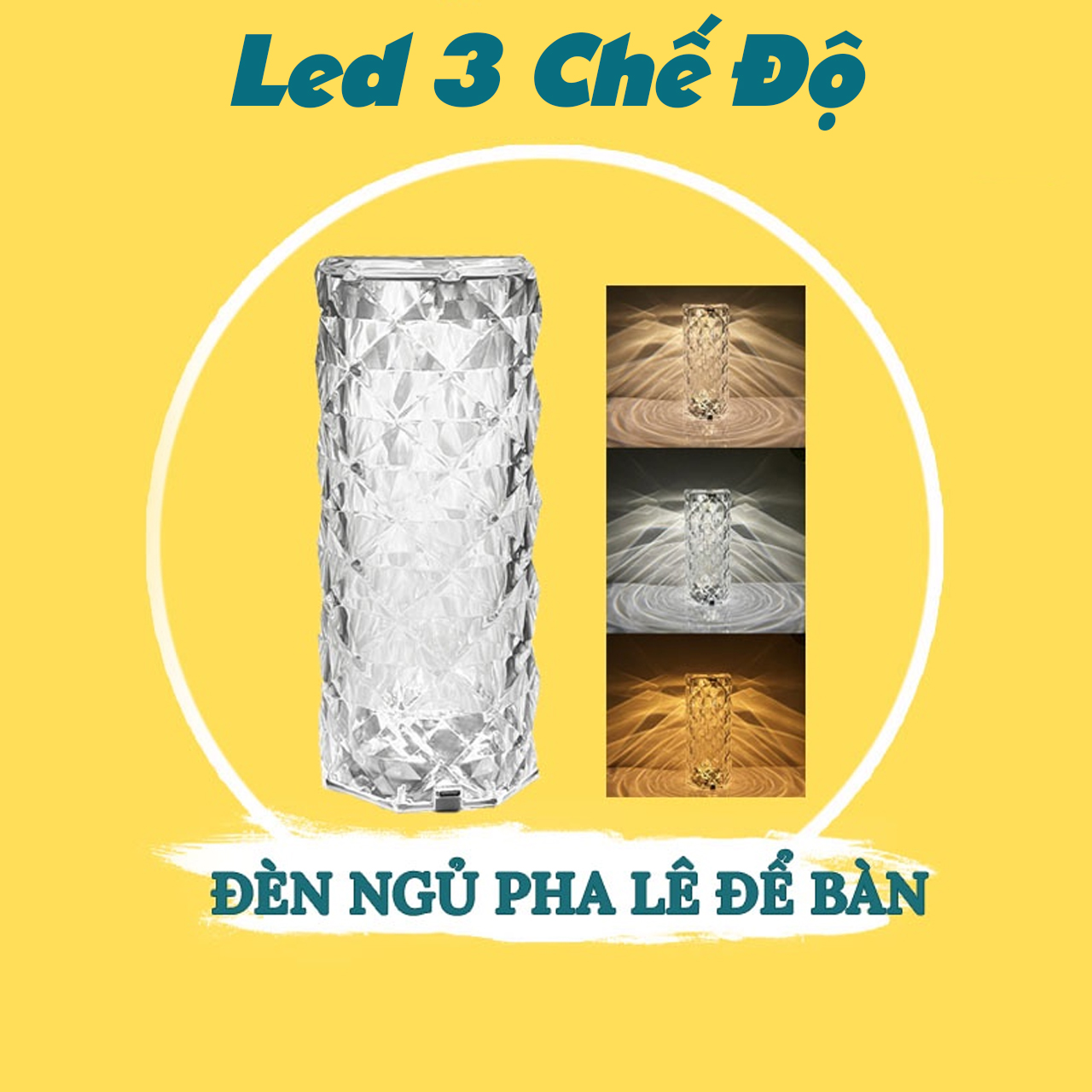Đèn Ngủ Pha Lê Cực Hót Hình Trụ Thay Đổi 3 Màu Cực Lãng Mạn 14 den led trang tri 4