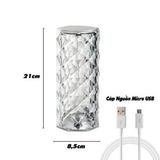 Đèn Ngủ Pha Lê Cực Hót Hình Trụ Thay Đổi  3 Màu Cực Lãng Mạn 