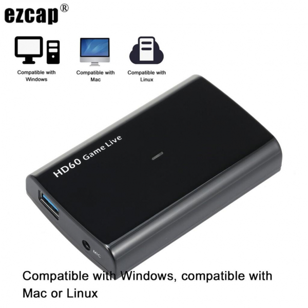 Ezcap 266 hộp Video Game Capture hdmi to usb 3.0 adapter livestream obs hỗ trợ 1080p 60fps ngõ ra video và cổng vào mic Tương Thích Với Windows/Mac/Linux