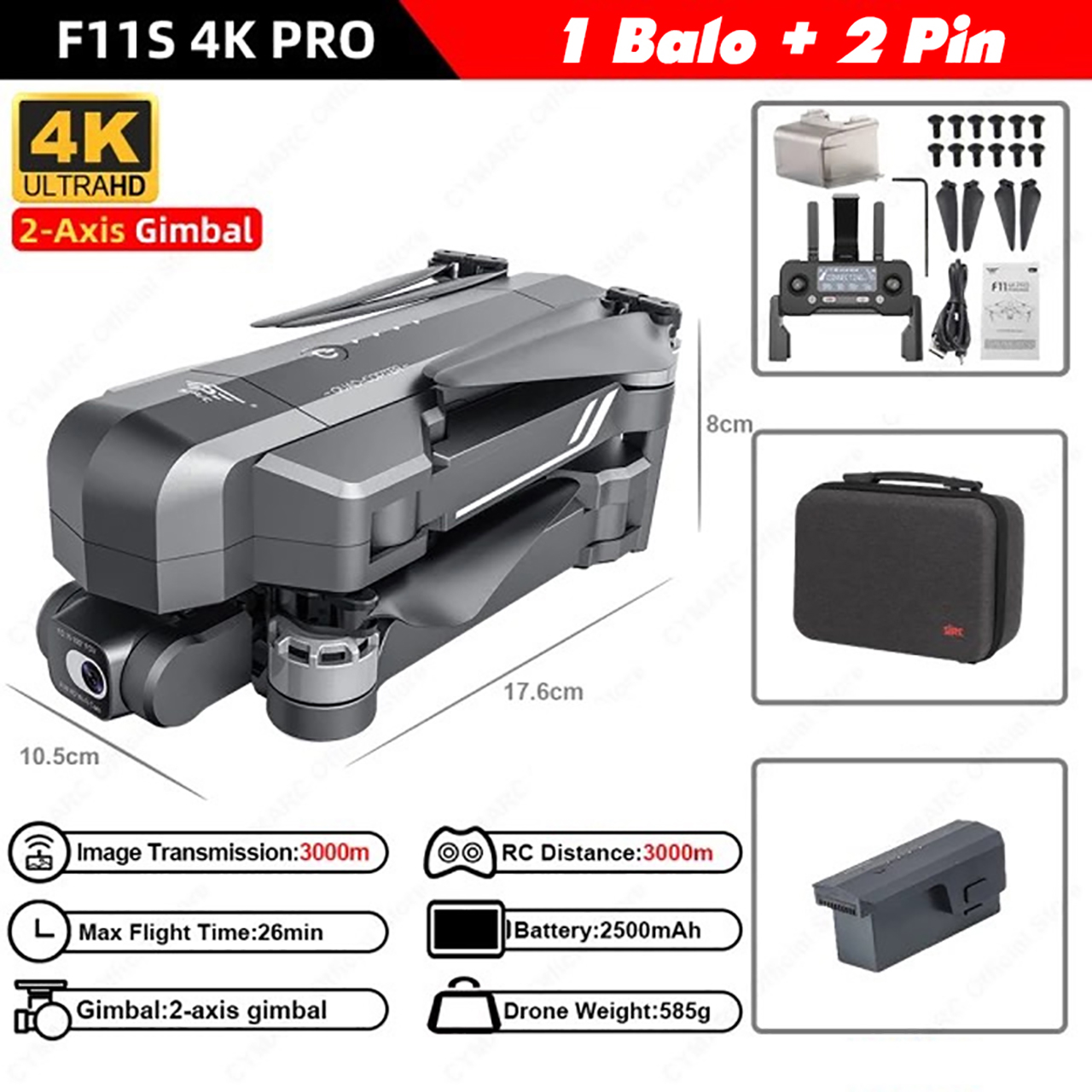 Flycam SJRC F11S 4K PRO Gimbal Chống Rung 2 Trục Và Chống Rung Điện Tử EIS Camera 4K Siêu Nét 20 Flycam SJRC F11S 4K Pro 10