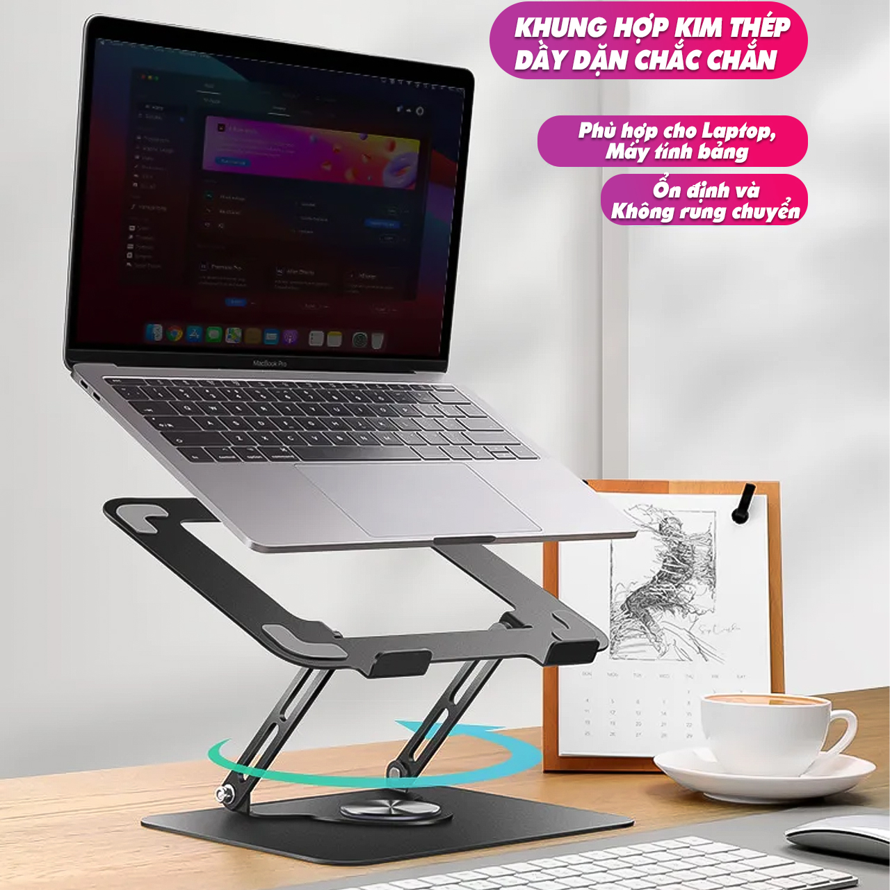 Giá Đỡ A16 Cho Laptop, Ipad, Điện Thoại Điều Chỉnh Độ Cao, Xoay 360 Độ Dễ Dàng 13 Giá Đỡ Vinetteam A6 Cho Laptop Điều Chỉnh Độ Cao, Xoay 360 Độ Dễ Dàng