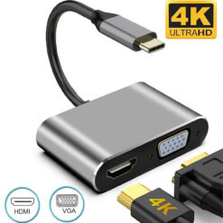 Bộ Cáp Chuyển Đổi Type-c Sang HDMI VGA Hỗ Trợ Chất Lượng Cao 4K