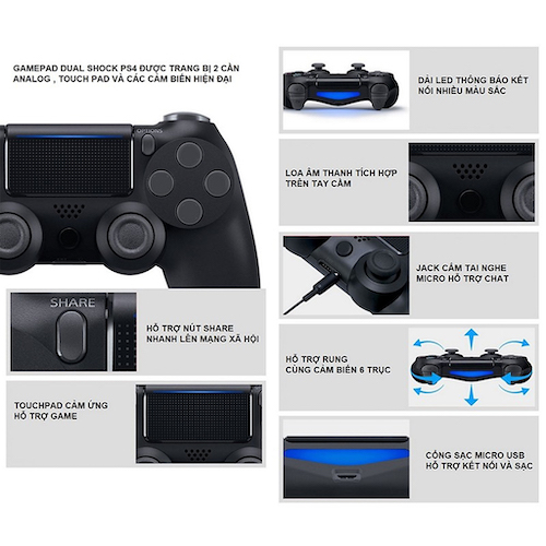 REVIEW TAY CẦM PS4 BẢN REP 1:1 LIỆU CÓ ĐÁNG MUA? 4 Ưu điểm trong thiết kế của tay cầm PS4