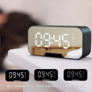 Loa Bluetooth Mặt Gương Kiêm Đồng Hồ Báo Thức