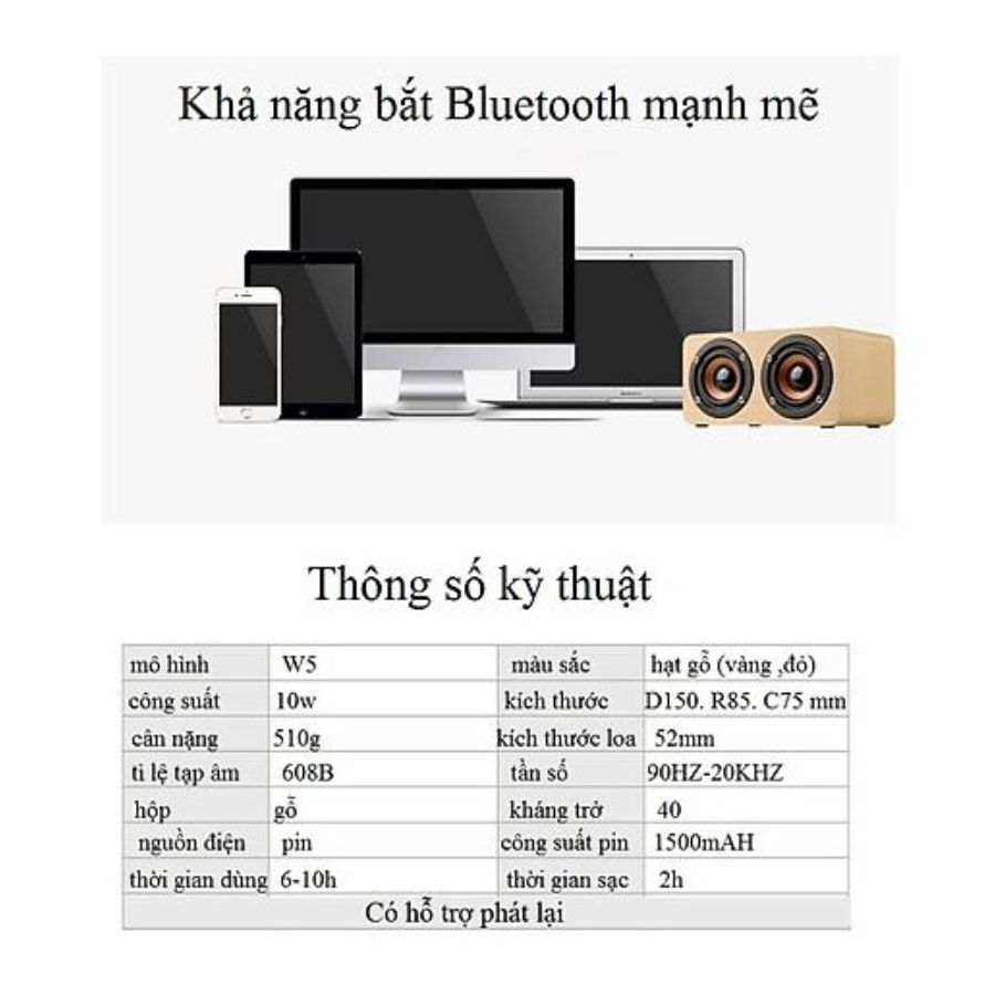 loa bluetooth siêu trầm w5