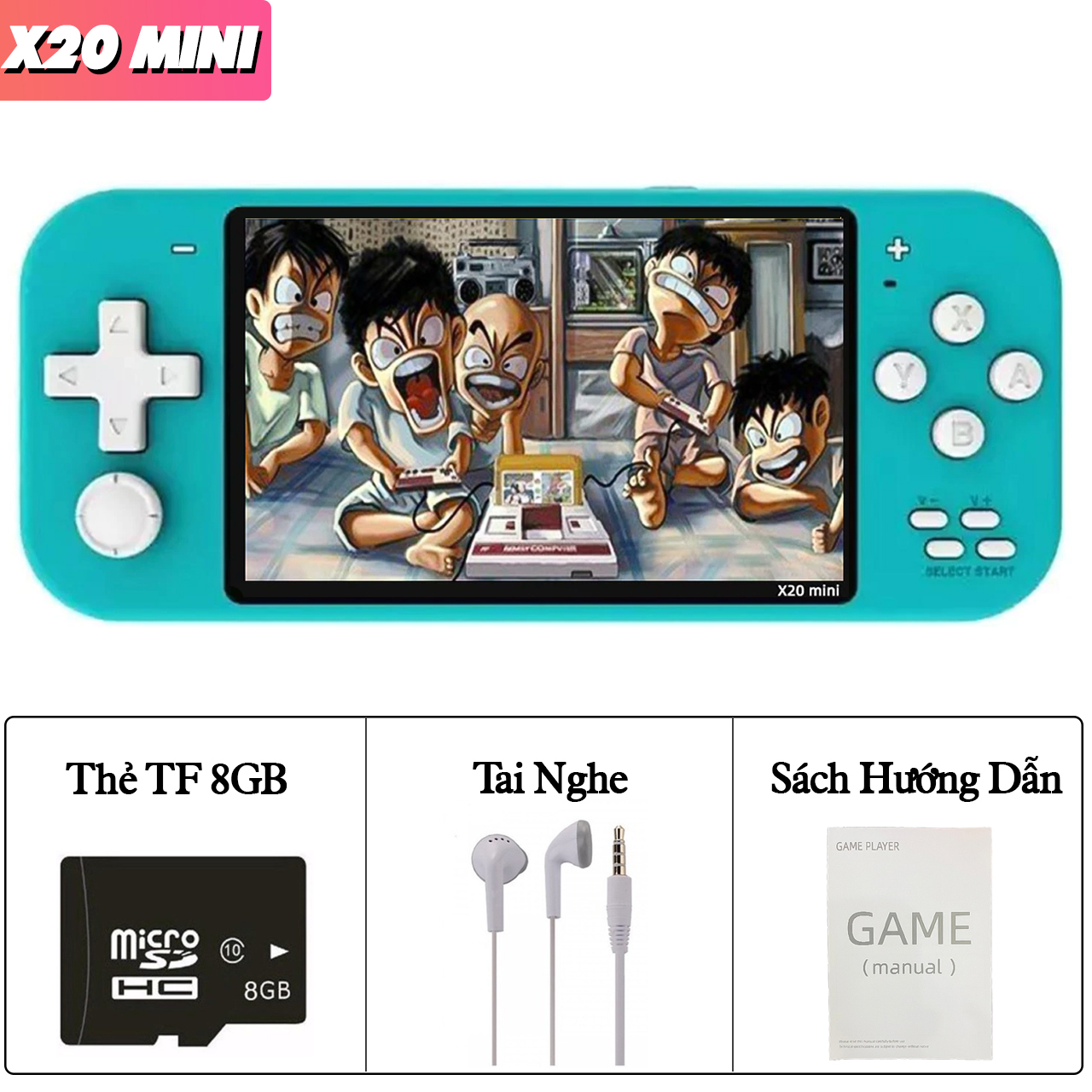 Máy Chơi Game Cầm Tay X20 Mini Tặng Thẻ Nhớ 8GB Sẵn 1000 Trò Chơi Màn Hình 4.3 inch