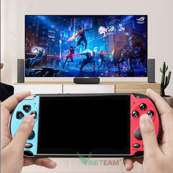 Máy chơi game cầm tay X7, màn hình 4.3 Inch, 8GB, 9000 game, Chơi Được PS1, GBA, GB, SEGA, PC, SNES, NES