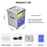  Máy Làm Sạch Bằng Sóng Siêu Âm 2L Làm Sạch Trang Sức,Kính Mắt,Bàn Chải Đánh Răng Bằng Thép Không Gỉ 