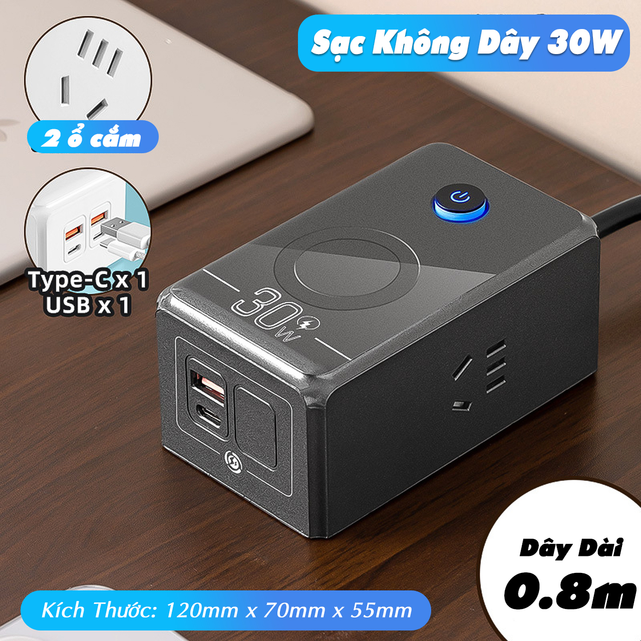 o cam da nang sac khong day 30W 2