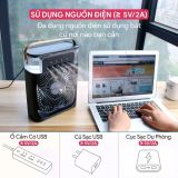  Quạt Điều Hòa Hơi Nước Mini Để Bàn 3 Chế Độ Làm Mát, Tích Hợp Đèn Led 7 Màu, Hẹn Giờ 