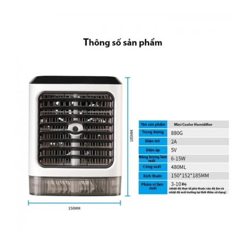 Quạt điều hòa mini để bàn Humidifier 880G phun sương và tạo hơi lạnh