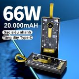  Sạc Dự Phòng Cực Nhanh Dung Lượng Pin Khủng Vỏ Trong Suốt  Có Đèn LED 