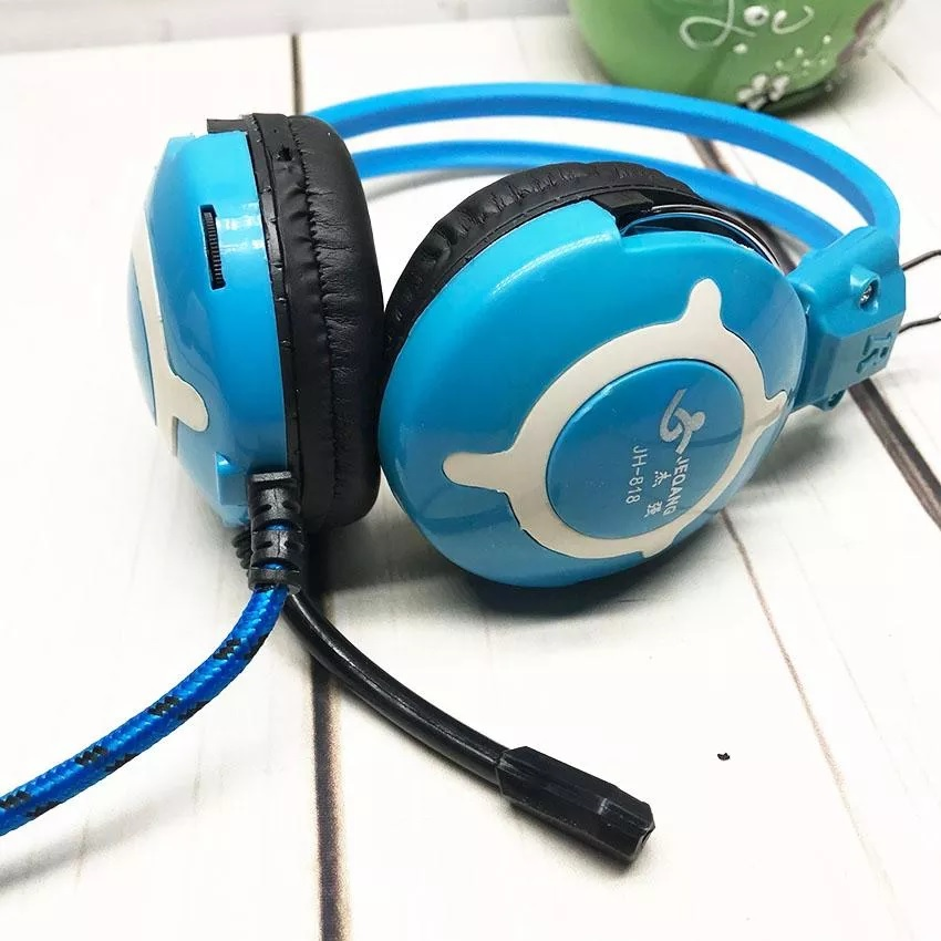 tai nghe chup tai trau xanh den phoi do jh 818 kem mic