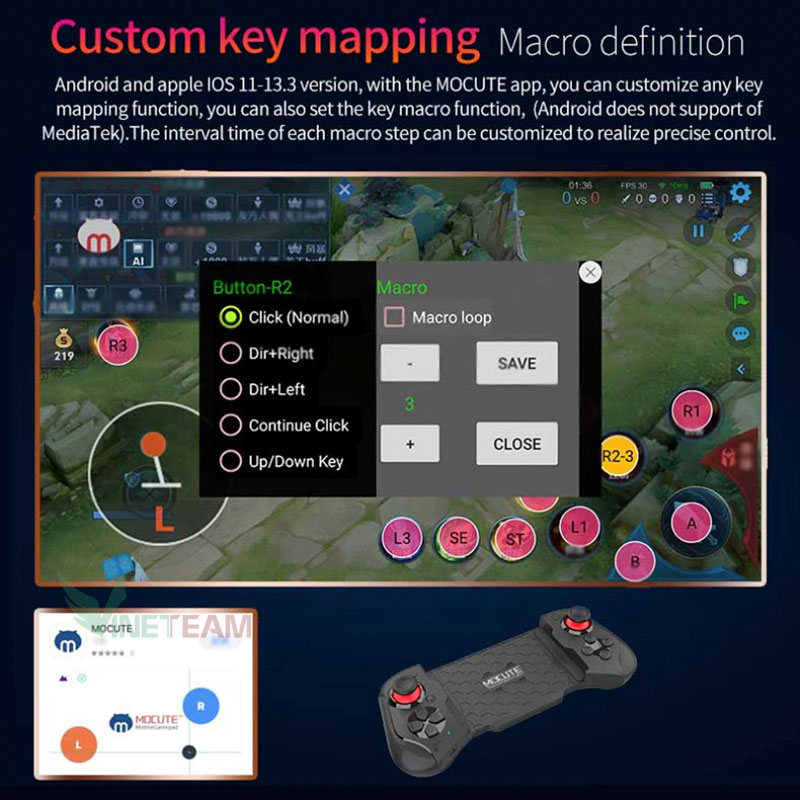 Tay cầm chơi game bluetooth Mocute 050
