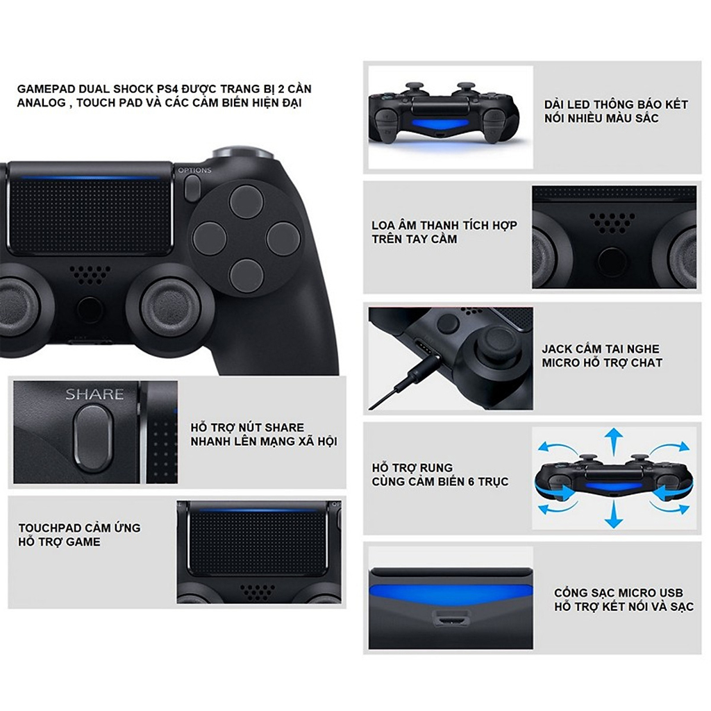 Tay Cầm PS4 Không Dây Bluetooth Chơi Game Cực Đã