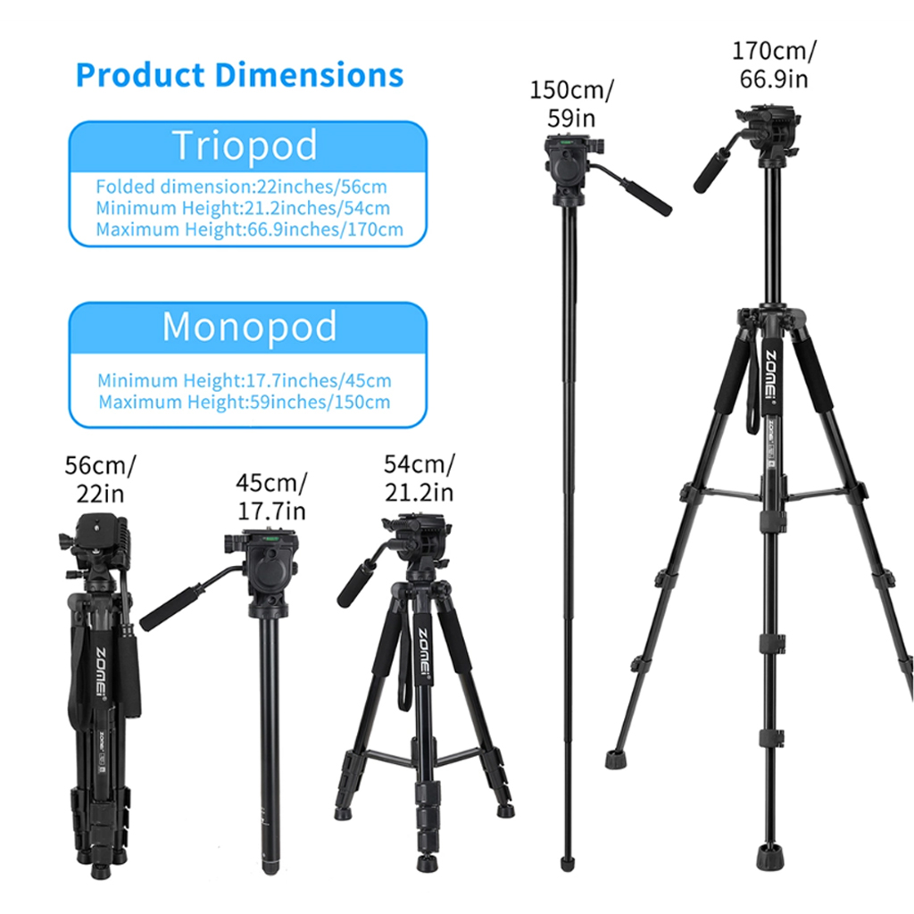 Tripod ZOMEI Q310 Chuyên Nghiệp Cho Chân Máy Ảnh 12 Tripod may anh dien thoai zomei Q310 5