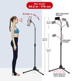  Giá đỡ điện thoại máy tính bảng 3 chân xoay 360 độ tripod livestream dài 110-175cm Có Thể Điều Chỉnh 