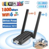  USB thu WIFI 6 2 râu 2.4G-5G 900mbps, 1300mbps, 1800mbps tốc độ cao cho PC, LAPTOP 