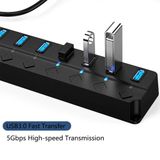  Bộ Hub Chia 4 / 7 Cổng USB 3.0 3.0 5Gbps Có Đèn LED Cho Laptop PC Công Tắc 30CM 