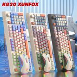  Bộ bàn phím chuột chuyên game XUNFOX K820 94 phím có led 7 màu cực đẹp tích hợp nút chỉnh âm lượng 