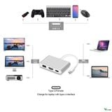  Loại C USB 3.1 sang USB-C 4K HDMI USB 3.0 Bộ chuyển đổi 3 trong 1 Hub cho táo laptop táo -DC4659 